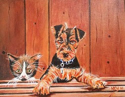 #14 An Unlikely Pair 11x14 inch acrylic on canvas panel Original SOLD $80.00