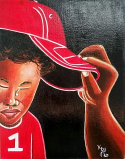 #15. Boy in Red Cap 11x14 inch acrylic on canvas panel Original SOLD $80.00